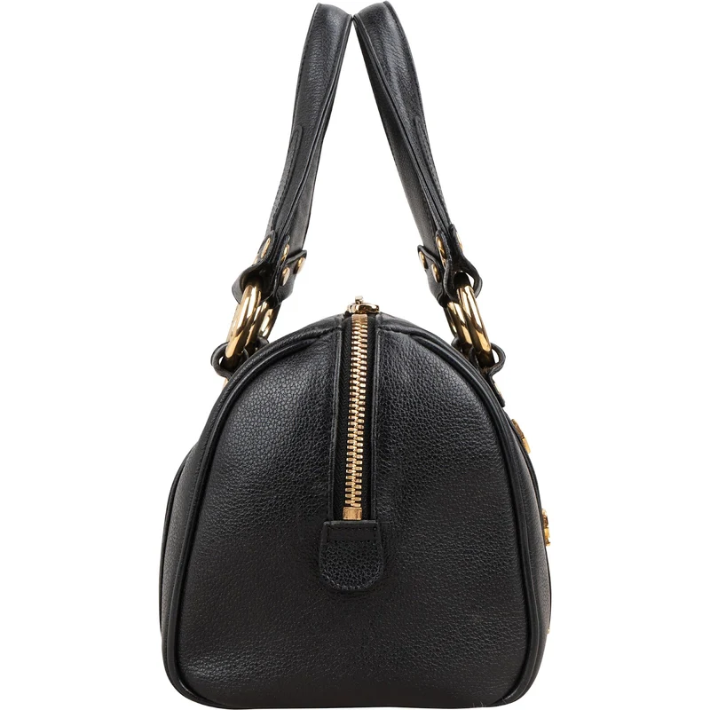 MCM Visetos Grained Leather Studded Boston Handbag