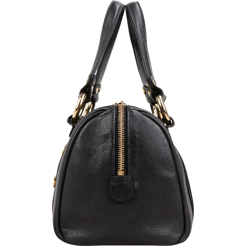MCM Visetos Grained Leather Studded Boston Handbag