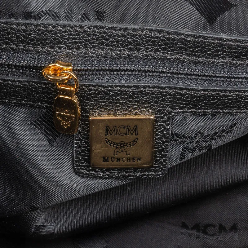 MCM Visetos Grained Leather Studded Boston Handbag