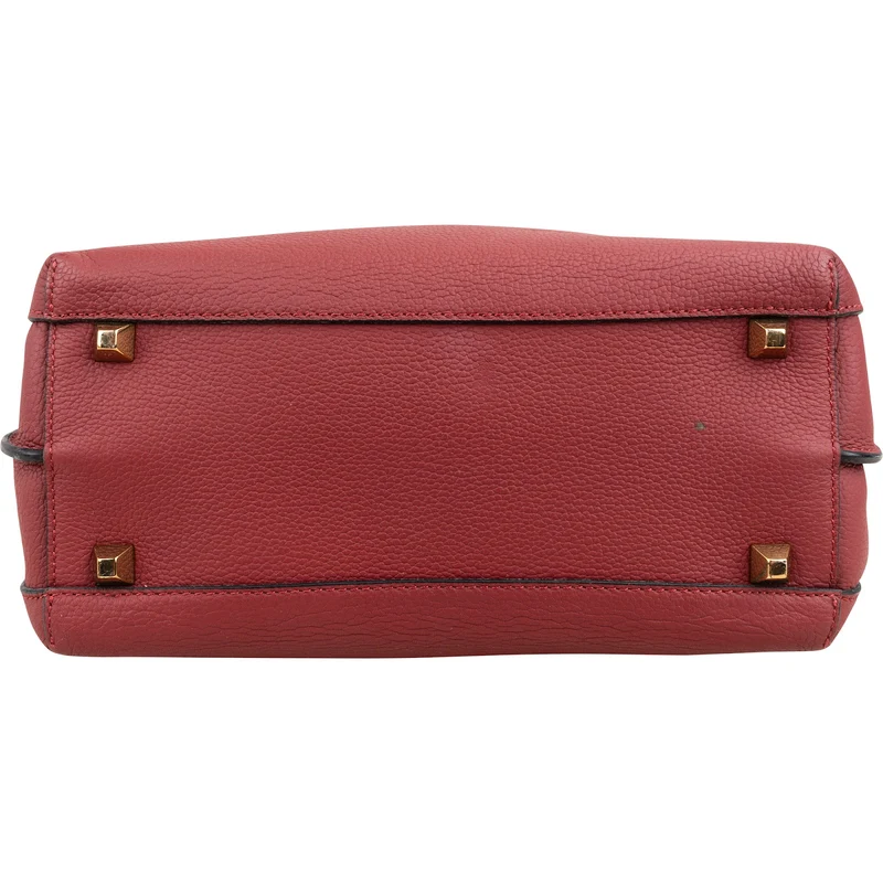 MCM Red Visetos Pebbled Leather Patricia Hobo Crossbody Bag