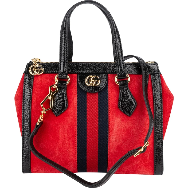 Gucci Patent Leather Suede Ophidia Small Handbag