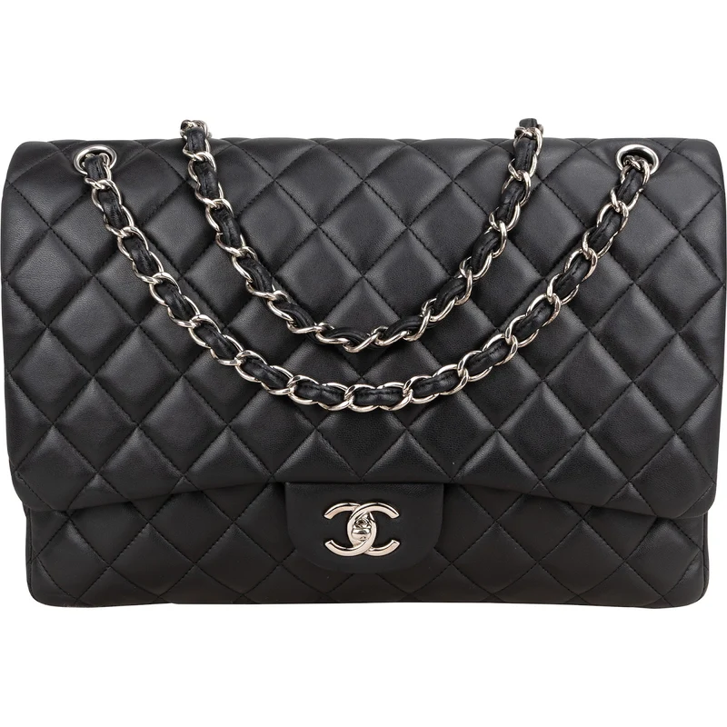 Chanel Quilted Lambskin Palladium Maxi Single Flap Crossbody Bag