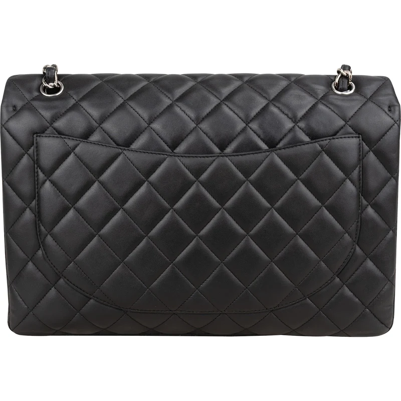 Chanel Quilted Lambskin Palladium Maxi Single Flap Crossbody Bag