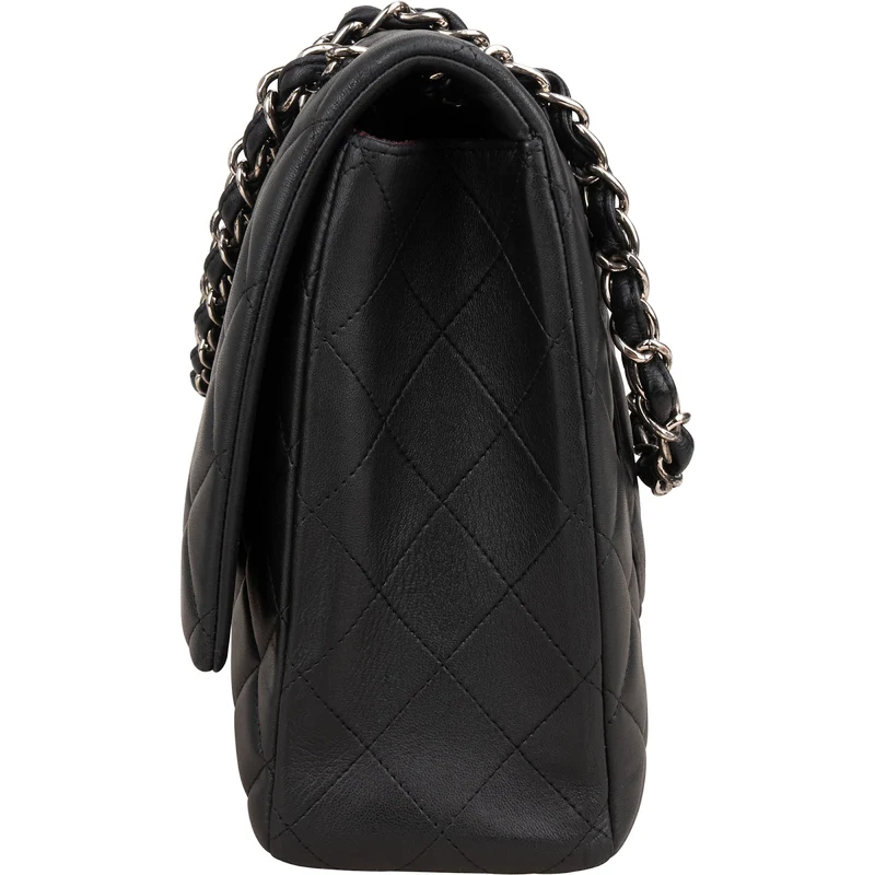 Chanel Quilted Lambskin Palladium Maxi Single Flap Crossbody Bag