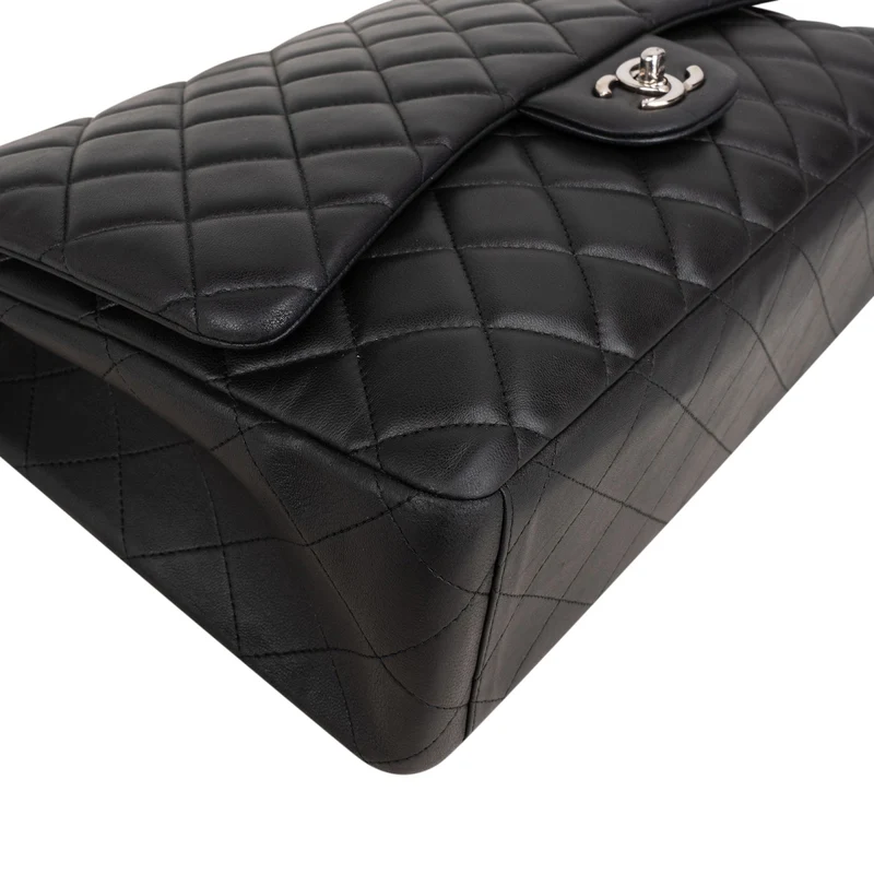 Chanel Quilted Lambskin Palladium Maxi Single Flap Crossbody Bag