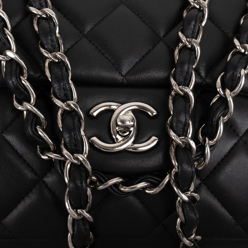 Chanel Quilted Lambskin Palladium Maxi Single Flap Crossbody Bag