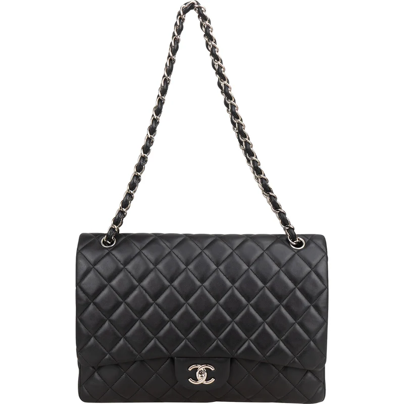 Chanel Quilted Lambskin Palladium Maxi Single Flap Crossbody Bag