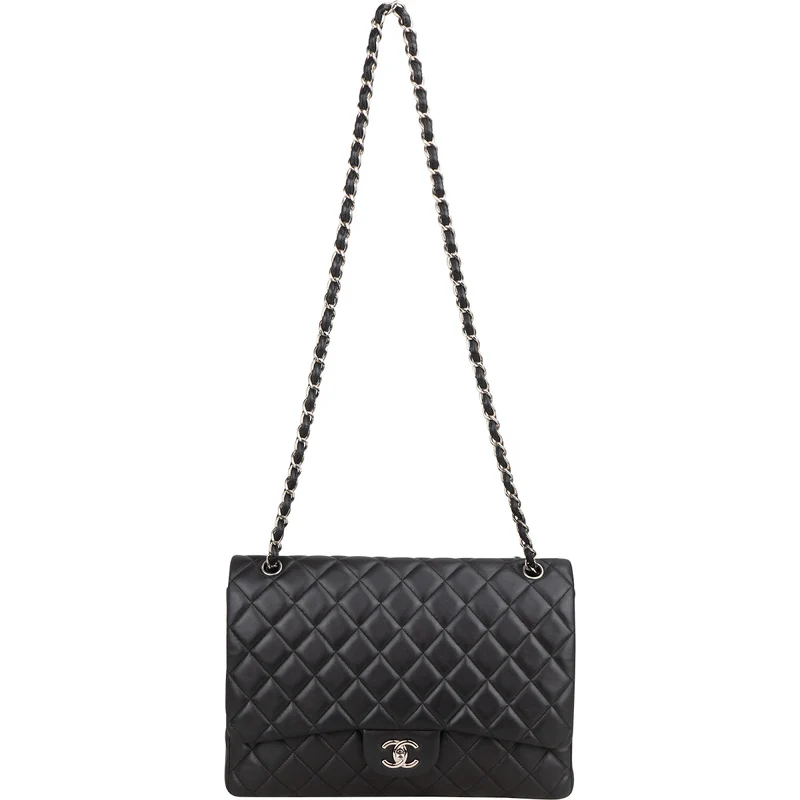Chanel Quilted Lambskin Palladium Maxi Single Flap Crossbody Bag