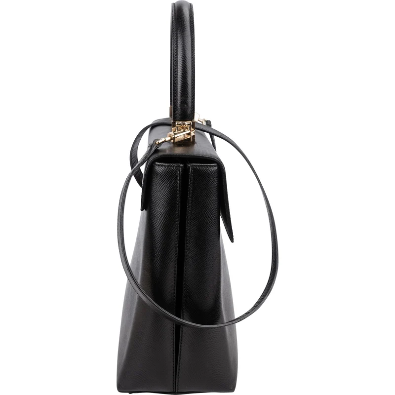 Salvatore Ferragamo Black Leather Margot Top Handle Handbag