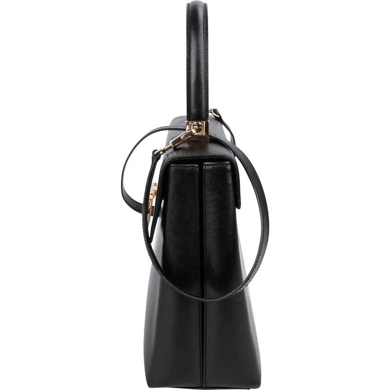 Salvatore Ferragamo Black Leather Margot Top Handle Handbag