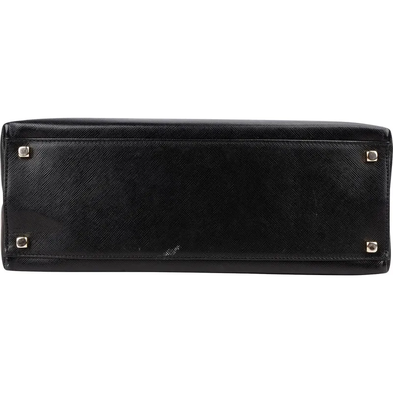 Salvatore Ferragamo Black Leather Margot Top Handle Handbag