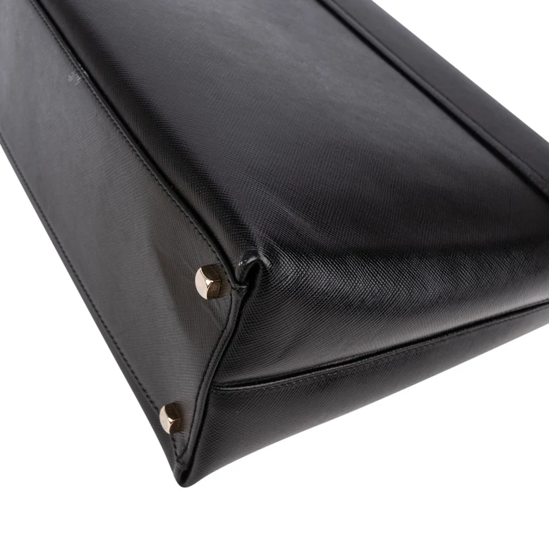 Salvatore Ferragamo Black Leather Margot Top Handle Handbag