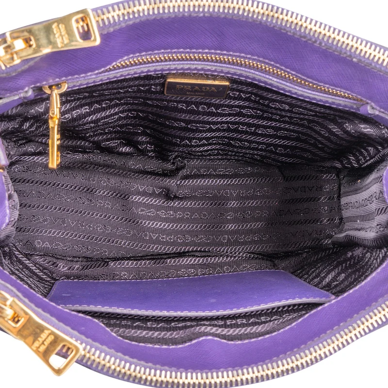 Prada Purple Saffiano Leather Galleria Handbag