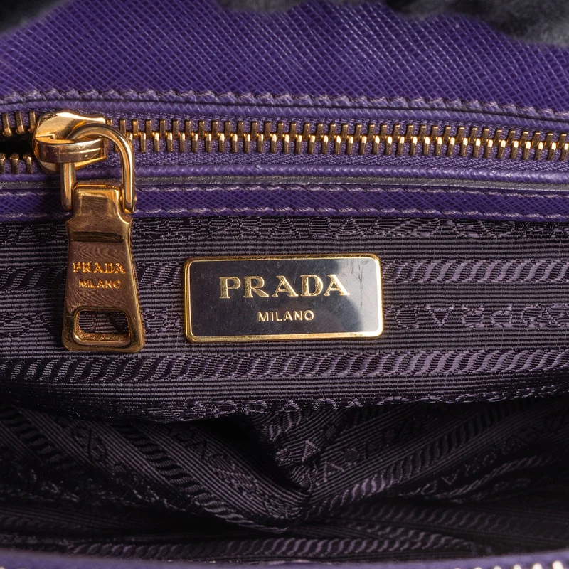 Prada Purple Saffiano Leather Galleria Handbag