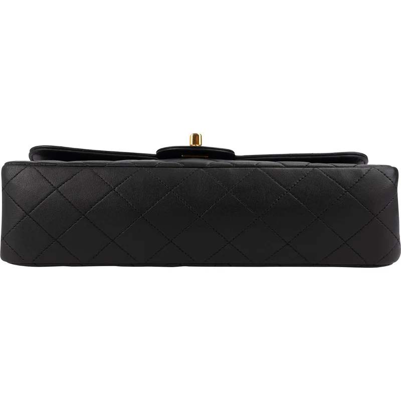 Chanel Quilted Lambskin Top Handle 24K Gold Single Flap Handbag