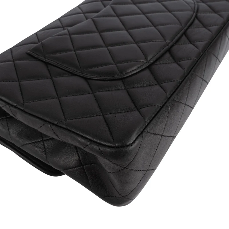 Chanel Quilted Lambskin Top Handle 24K Gold Single Flap Handbag