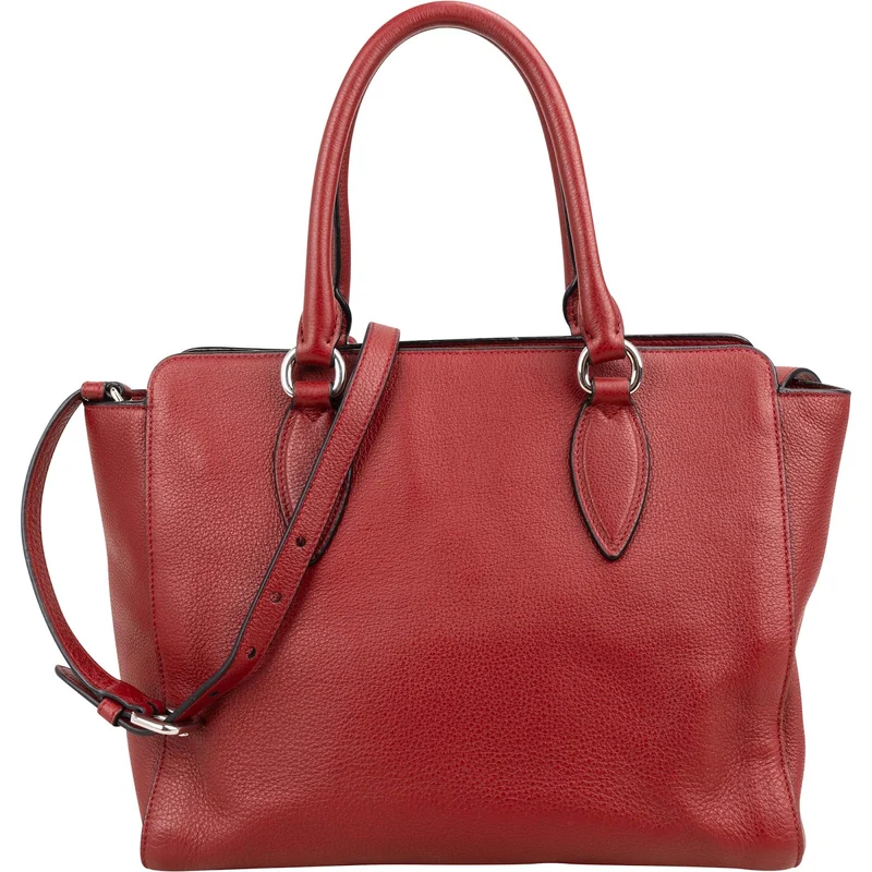 Prada Red Vitello Daino Leather Tote Handbag
