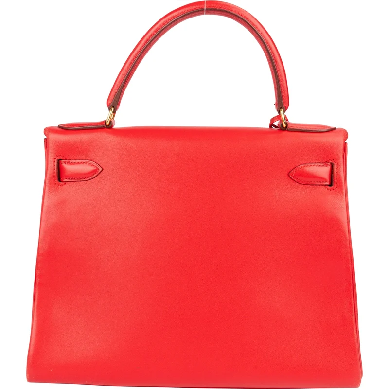Hermès Rouge Swift Leather Kelly 28 Handbag