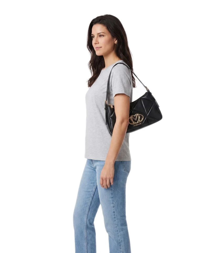 Love Moschino Embossed Q Schultertasche nero