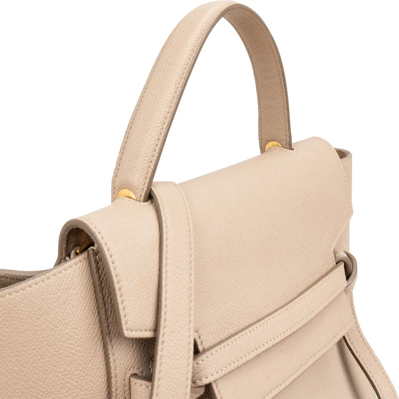 Celine Beige Grained Calfskin Belt Handbag