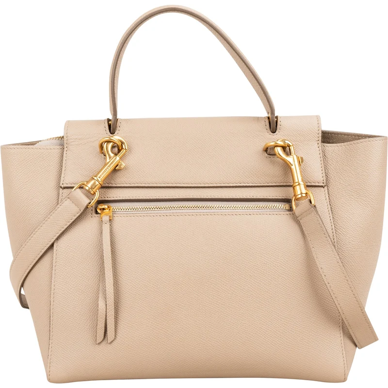 Celine Beige Grained Calfskin Belt Handbag