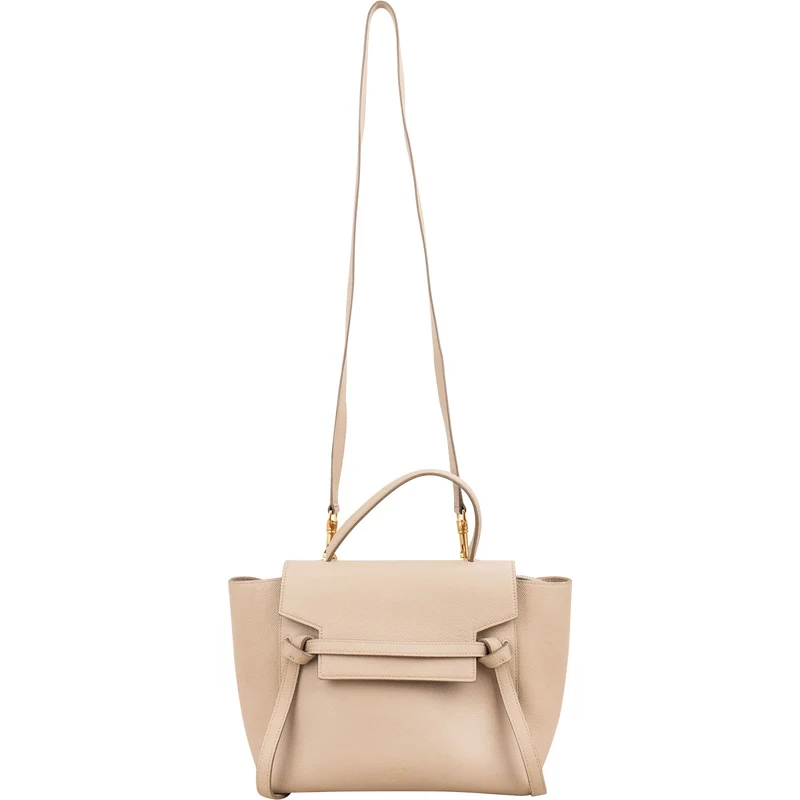Celine Beige Grained Calfskin Belt Handbag