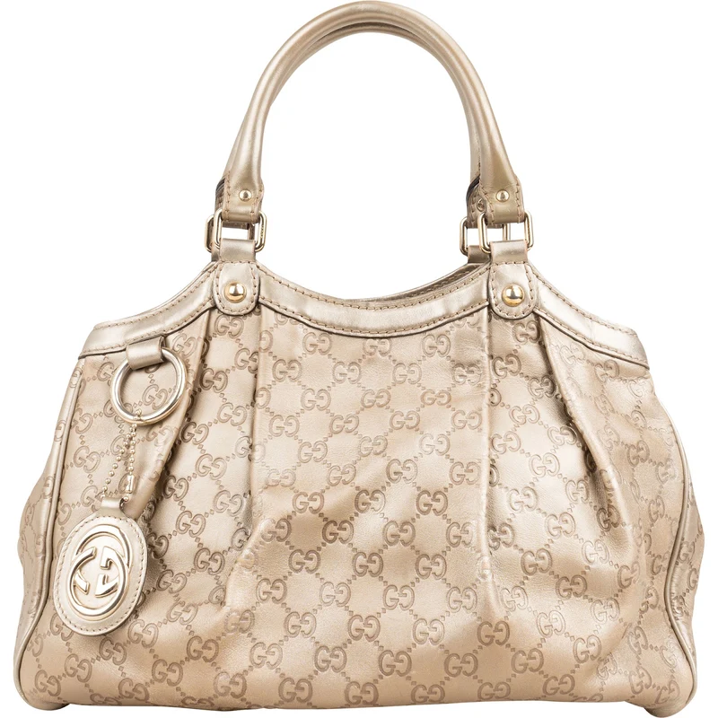 Gucci Guccissima Metallic Leather Sukey Handbag