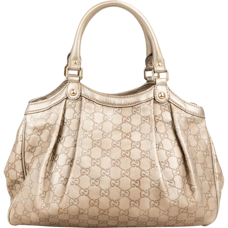 Gucci Guccissima Metallic Leather Sukey Handbag