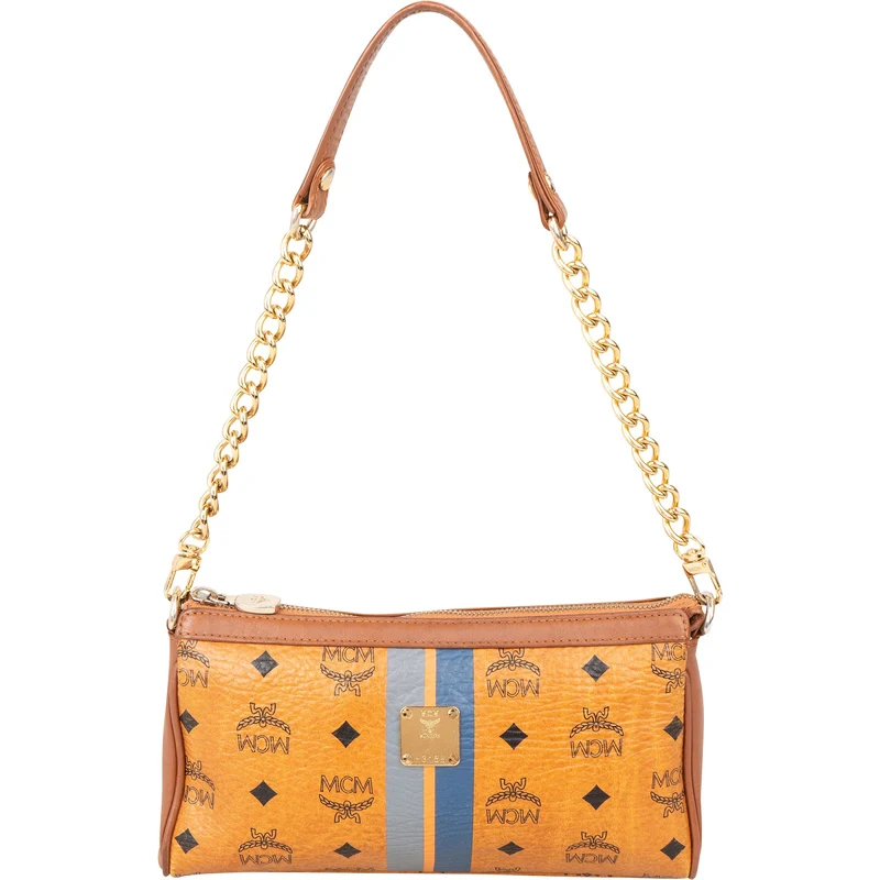 MCM Monogram Visetos Delmy Striped Pochette Accessoires Shoulder Bag