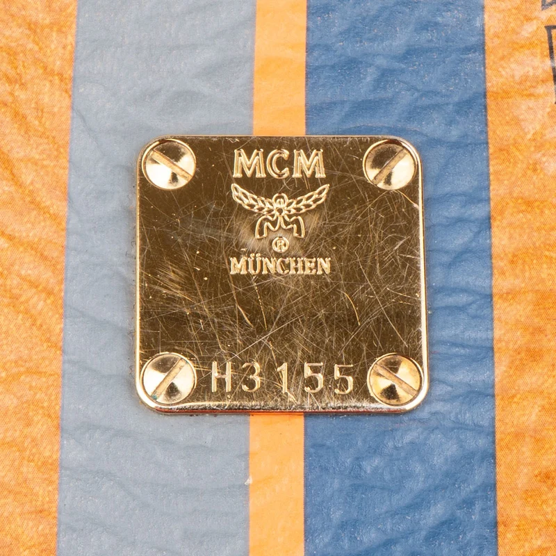 MCM Monogram Visetos Delmy Striped Pochette Accessoires Shoulder Bag