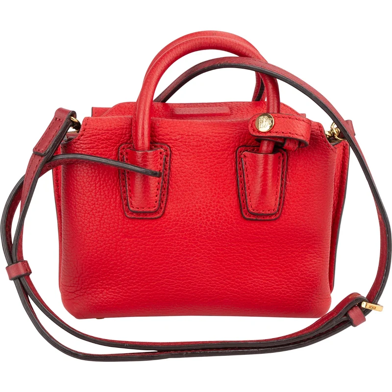 MCM Red Pebbled Leather Aren Mini Top Handle Crossbody Bag