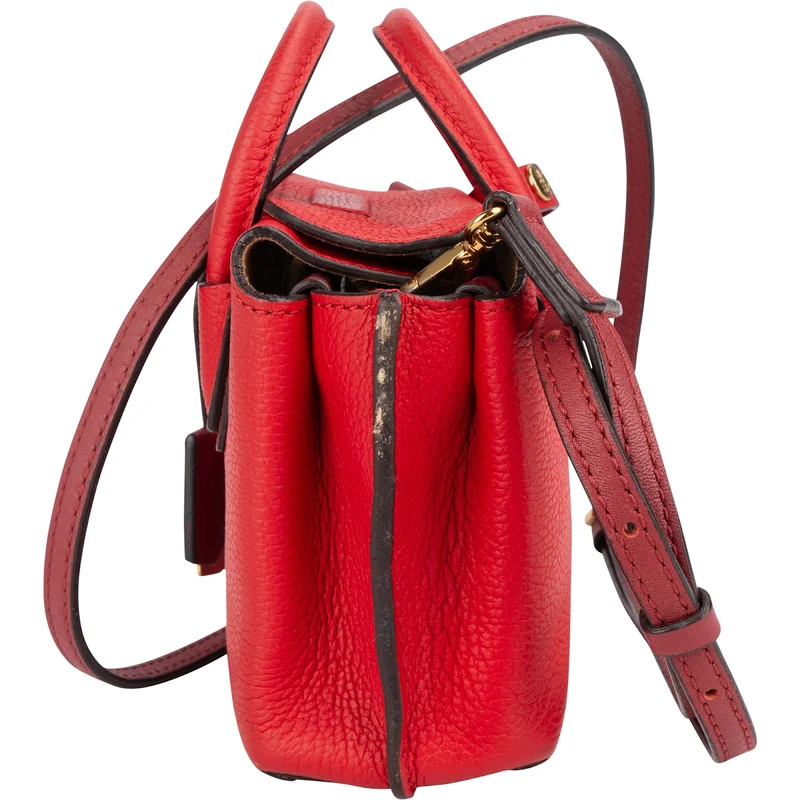 MCM Red Pebbled Leather Aren Mini Top Handle Crossbody Bag