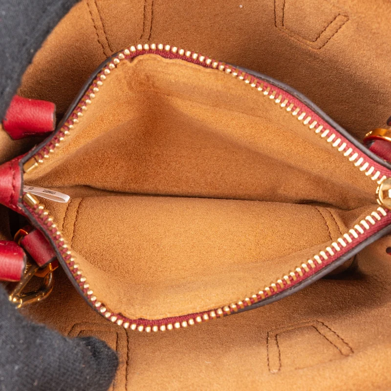 MCM Red Pebbled Leather Aren Mini Top Handle Crossbody Bag