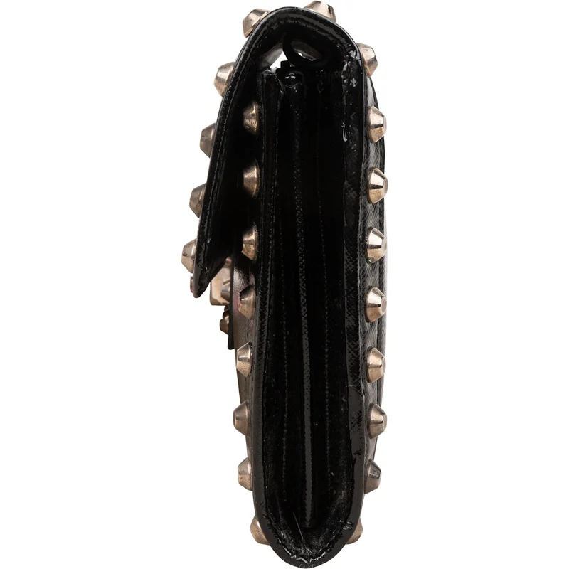Prada Saffiano Move Leather Studded Lock Clutch Bag