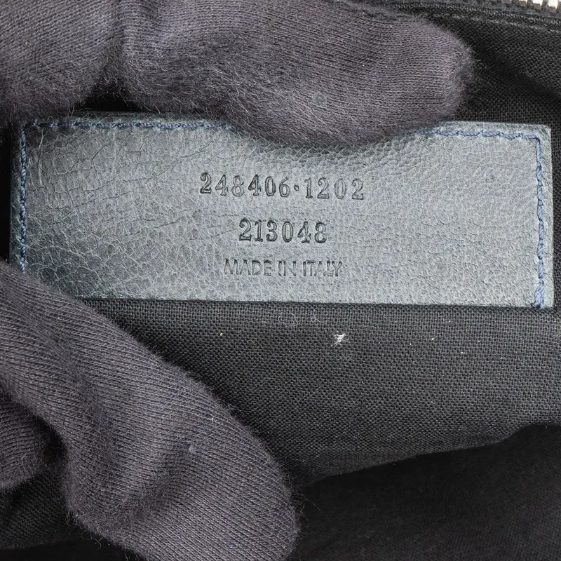 Balenciaga Dark Green Arena Leather City Pochette Clutch