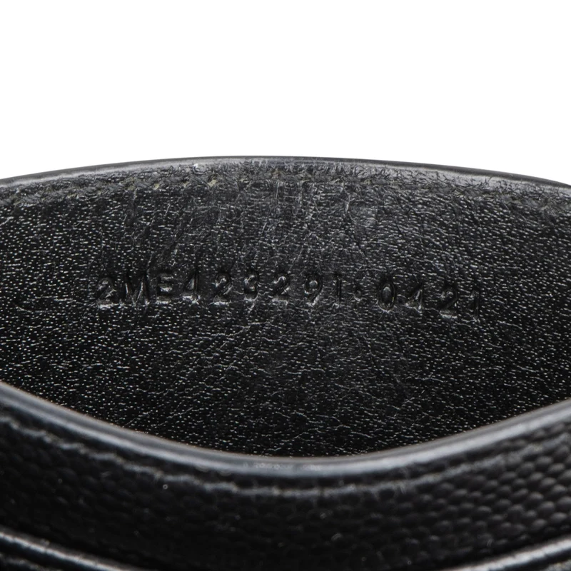 Saint Laurent Grain de Poudre Leather Chevron Card Holder