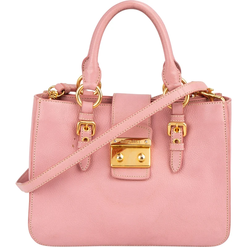 Miu Miu Madras Leather Top Handle Handbag