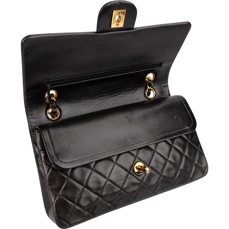 Chanel Quilted Lambskin 24K Gold Double Flap Shoulder Bag