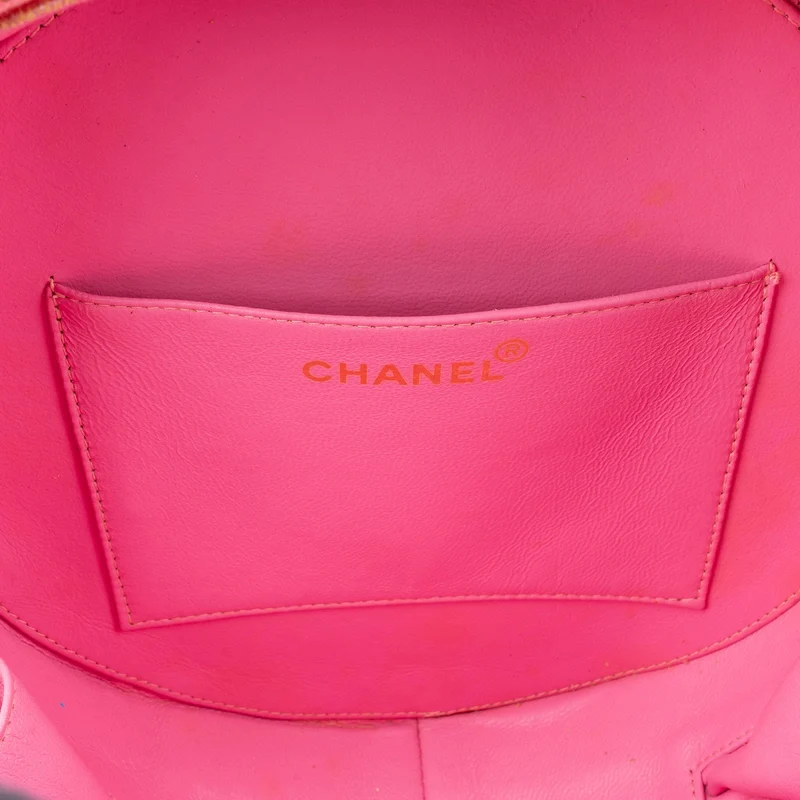 Chanel Iconic Quilted Patent Leather Round Vanity Handbag
