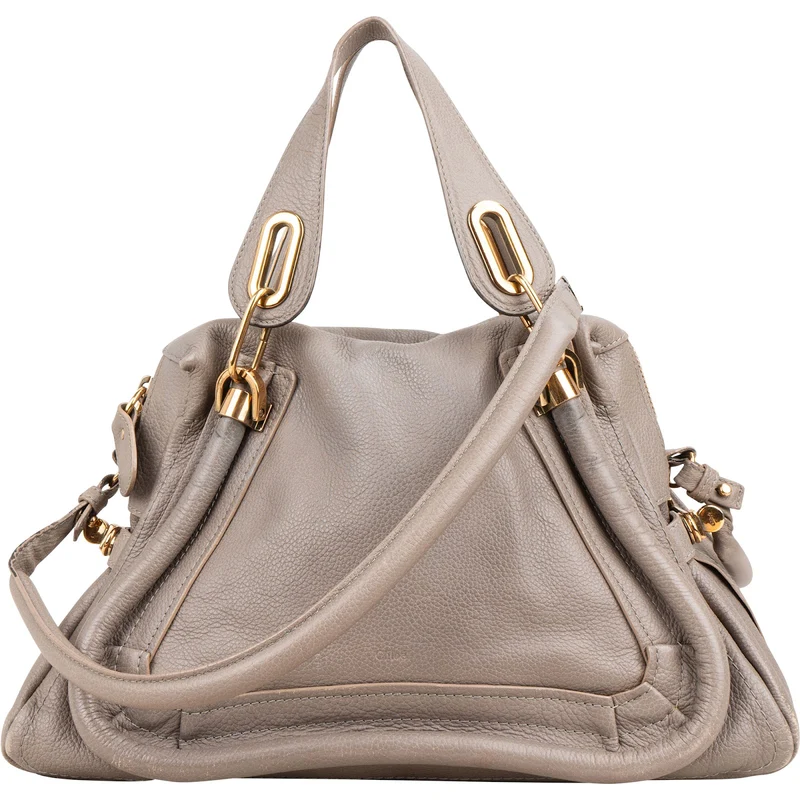 Chloé Grey Grained Leather Paraty Shoulder Handbag