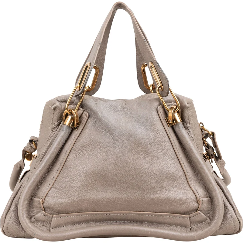 Chloé Grey Grained Leather Paraty Shoulder Handbag