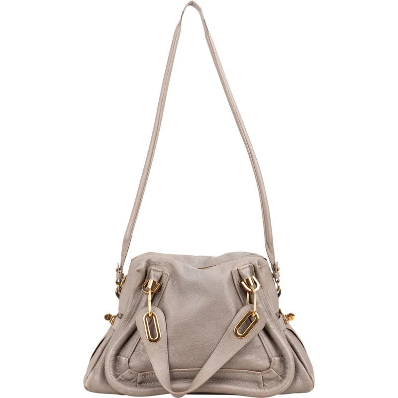 Chloé Grey Grained Leather Paraty Shoulder Handbag