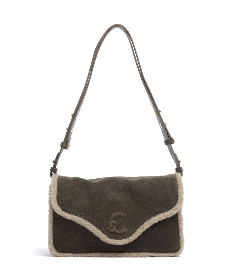 Coccinelle C-Me Softy Suede Schultertasche fango/warm taupe