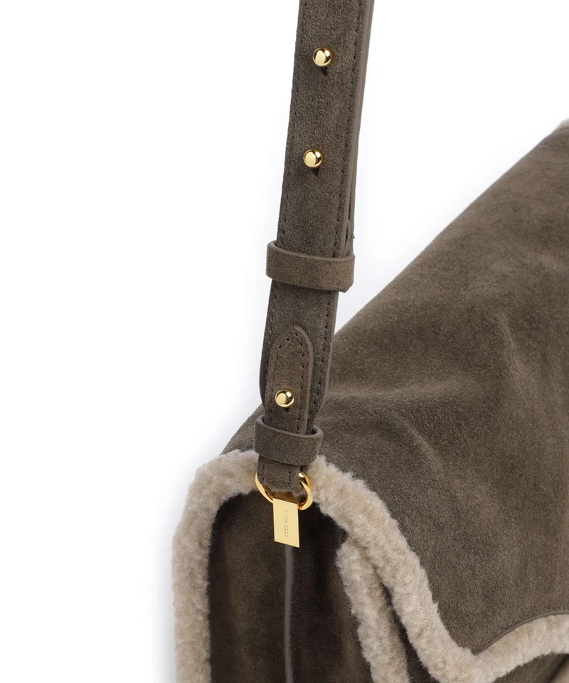 Coccinelle C-Me Softy Suede Schultertasche fango/warm taupe