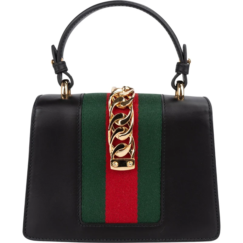 Gucci Black Leather Sylvie Sherry Line Handbag