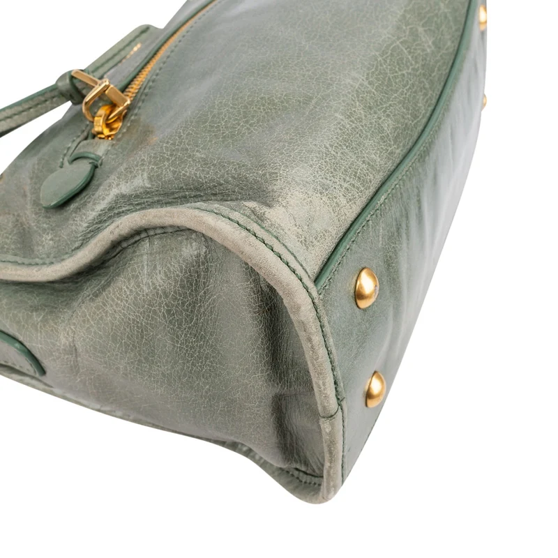 Miu Miu Vitello Shine Leather Mini Bauletto Handbag