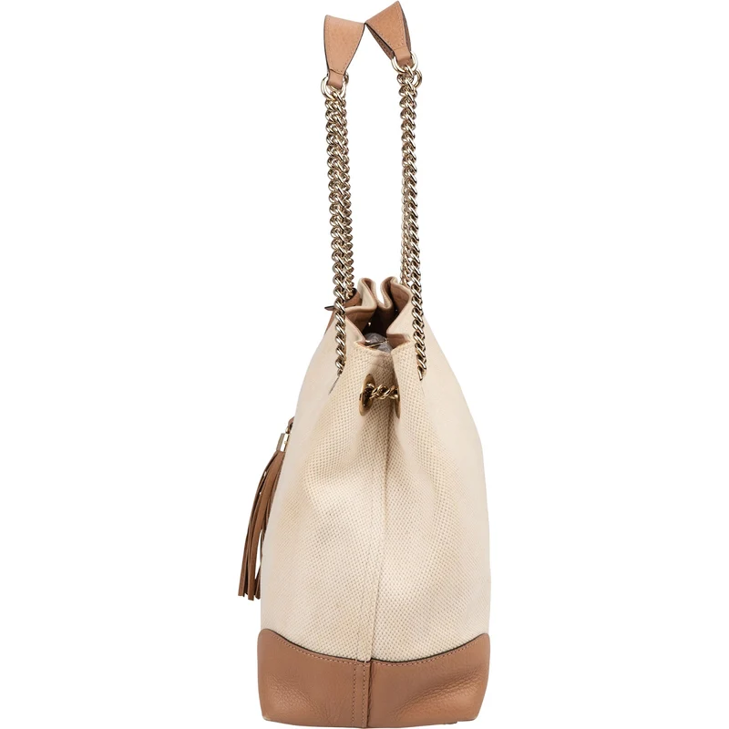 Gucci Perforated Leather Canvas GG Soho Crossbody Bag