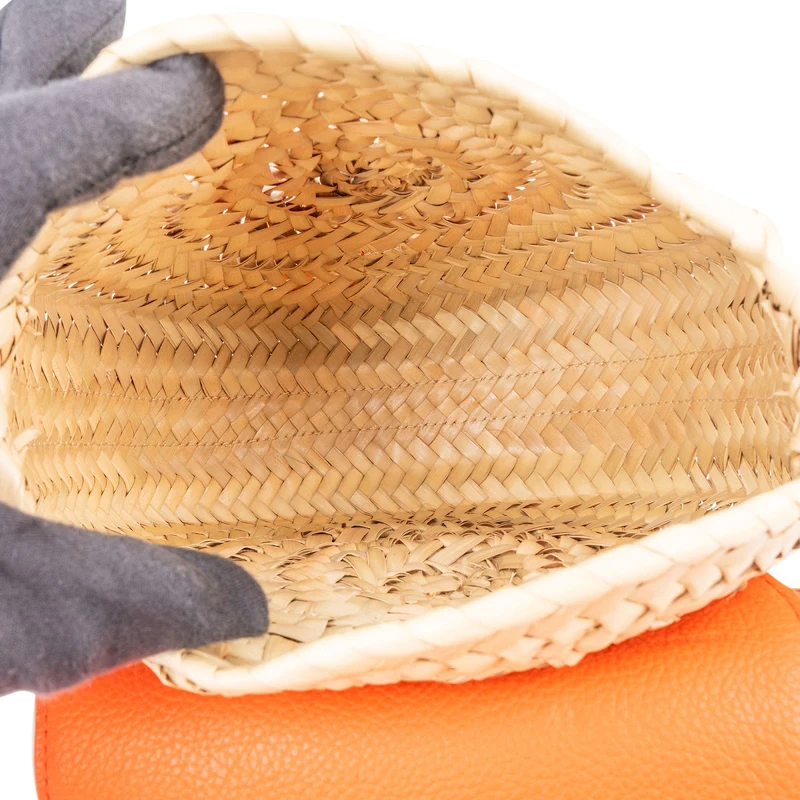 Chloé Grained Calfskin Raffia Marcie Saddle Basket Crossbody Bag