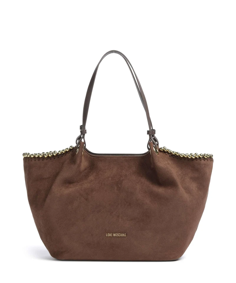 Love Moschino Gold Bead Shopper cioccolato