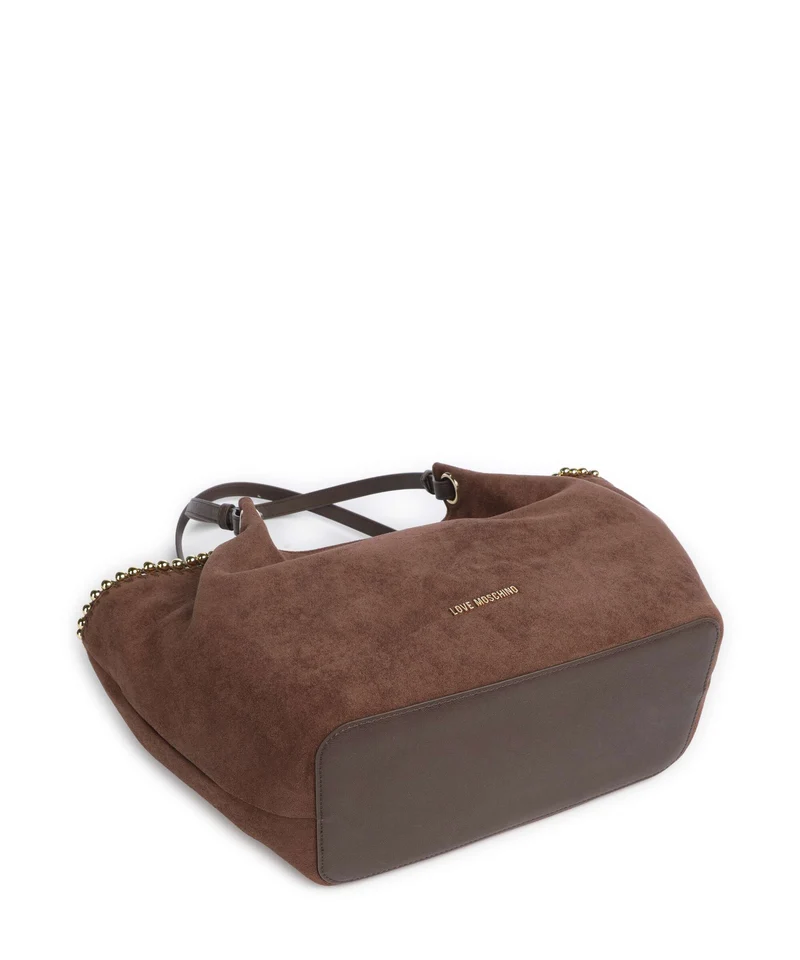 Love Moschino Gold Bead Shopper cioccolato